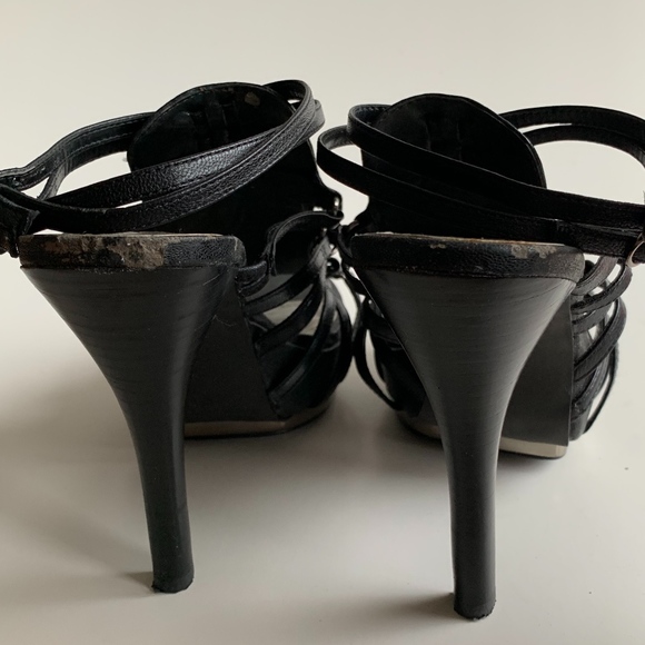 Fergie Sexy Black Ankle Strap Platform Heel Size 9 - Picture 5 of 6